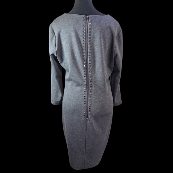 Eliza J by Karl Lagerfeld Paris Knit Gray Dress With Rivet And Zippers Size 8 - Picture 4 of 7